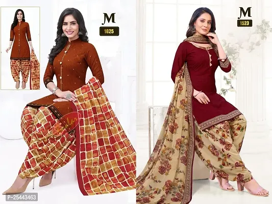 Beautiful Crepe Printed Dress Material with Dupatta Pack Of 2