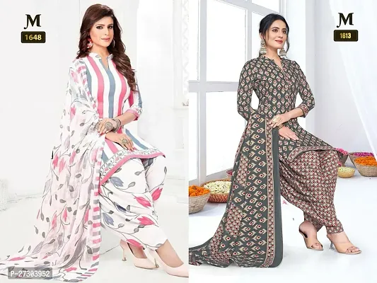 Beautiful Crepe Printed Dress Material with Dupatta Pack Of 2