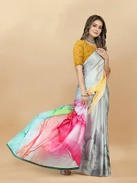 Stylish Crepe Multicoloured Digital Print Saree with Blouse piece-thumb3