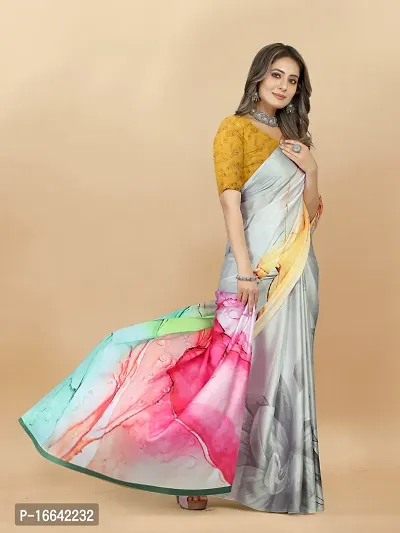 Stylish Crepe Multicoloured Digital Print Saree with Blouse piece-thumb4