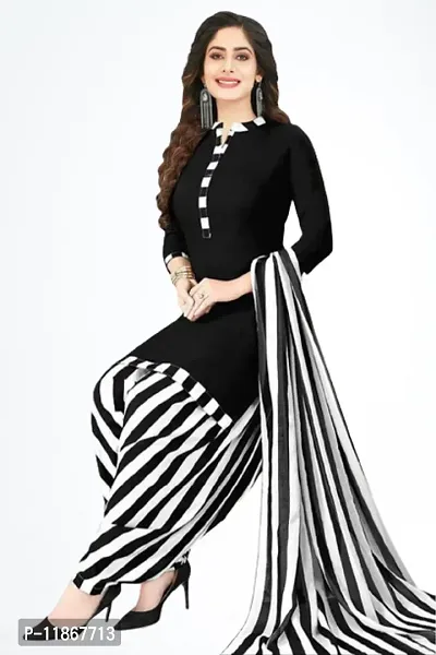 Beautiful Crepe Printed Dress Material with Dupatta-thumb0