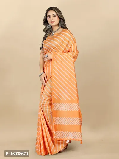 Stylish Chanderi Cotton Multicoloured Self Pattern Saree with Blouse piece