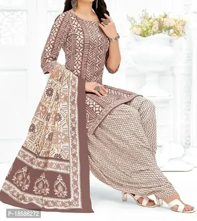 Beautiful Crepe Printed Dress Material with Dupatta-thumb0