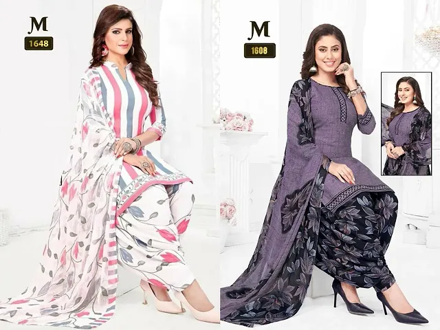 Stylish Crepe Printed Unstitched Suit - Pack of 2