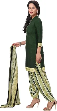 INITHI Women Casual Wear Italian Leon Crepe Dress Material Salwar Suit Color Dark Green-thumb2