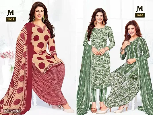 Beautiful Crepe Printed Dress Material with Dupatta Pack Of 2