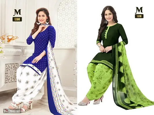 Beautiful Crepe Printed Dress Material with Dupatta Pack of 2