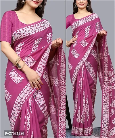 Classic Cotton Printed Saree with Blouse piece-thumb0