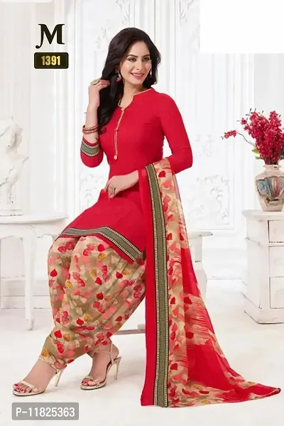 Beautiful Crepe Printed Dress Material with Dupatta-thumb0