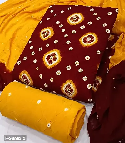 Bandhej/Bandhani Printed Rayon Salwar Suit with Dupatta-thumb2