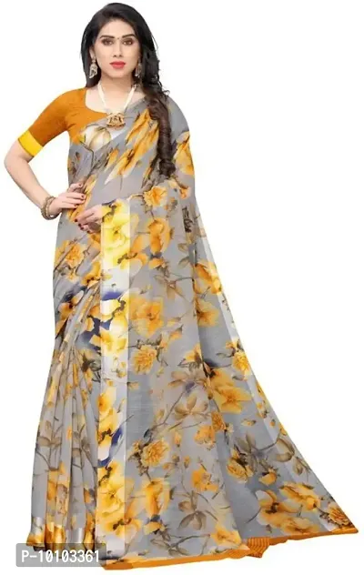 Trendy Women Cotton Blend Saree with Blouse Piece
