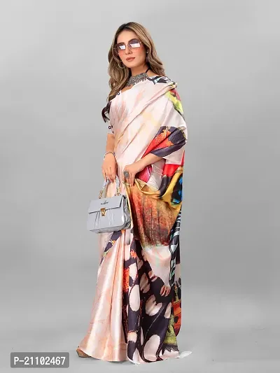 Digital Print, Printed Bollywood Silk Blend, Crepe Saree For Women