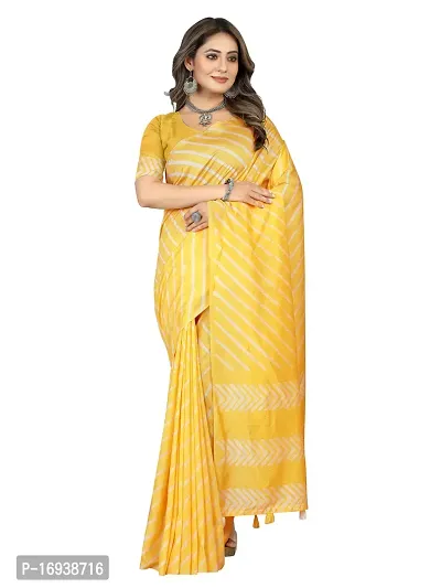 Stylish Chanderi Cotton Multicoloured Self Pattern Saree with Blouse piece-thumb0