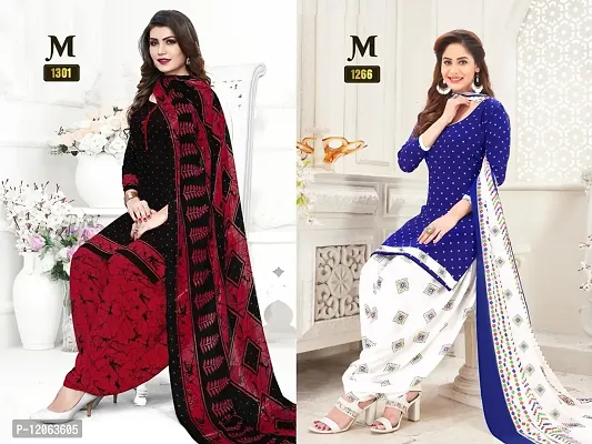 Beautiful Crepe Printed Dress Material with Dupatta Pack of 2