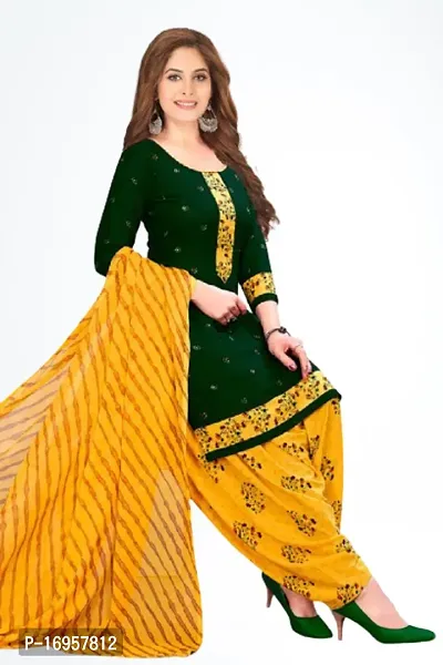 Beautiful American Crepe Printed Dress Material with Dupatta