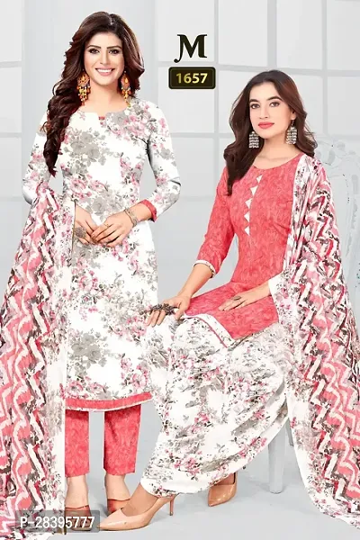 Beautiful Crepe Printed Dress Material with Dupatta-thumb0