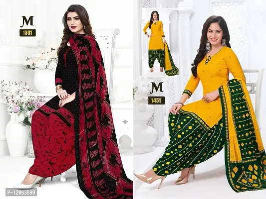 Beautiful Crepe Printed Dress Material with Dupatta Pack of 2