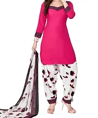 INITHI Women Casual Wear Italian Leon Crepe Dress Material Salwar Suit (Pink)-thumb1