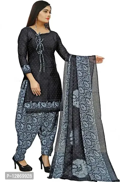 INITHI Bollywood Women Italian Leon Crepe Dress Material Salwar Suits Casual Wear (Color Black)-thumb3