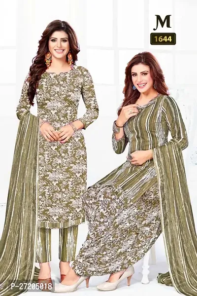 Beautiful Crepe Printed Dress Material with Dupatta-thumb0