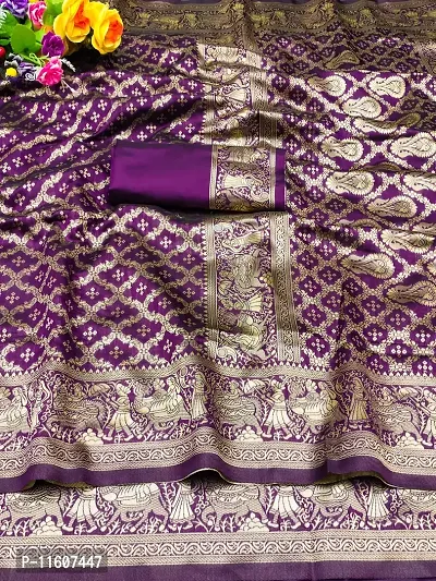 Wine Daily Wear Woven Silk Blend Saree-thumb0