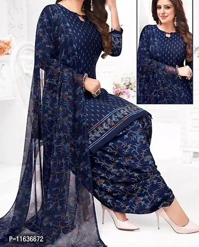 Beautiful Crepe Printed Dress Material with Dupatta-thumb0