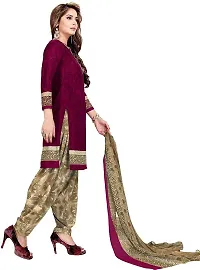 INITHI Women Casual Wear Italian Leon Crepe Dress Material Salwar Suit Color Dark Maroon-thumb2