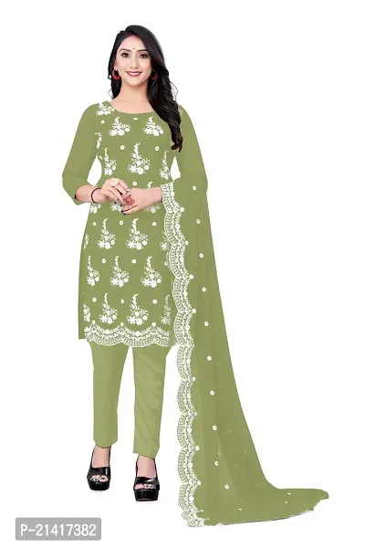 Georgette Dress Material For Women With Embroidered Work And Inner