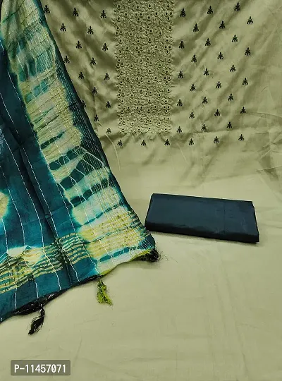 Women Cotton Dress Material With Chanderi Silk Dupatta On Samosa Work-thumb2