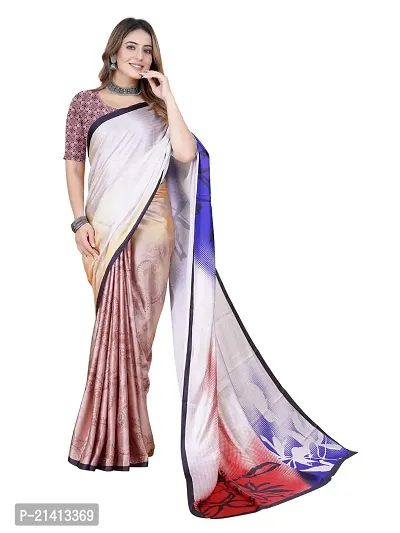 Stylish Crepe Multicoloured Digital Print Saree with Blouse piece