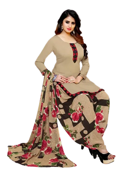 Printed Crepe Unstitched Dress Material With Dupatta