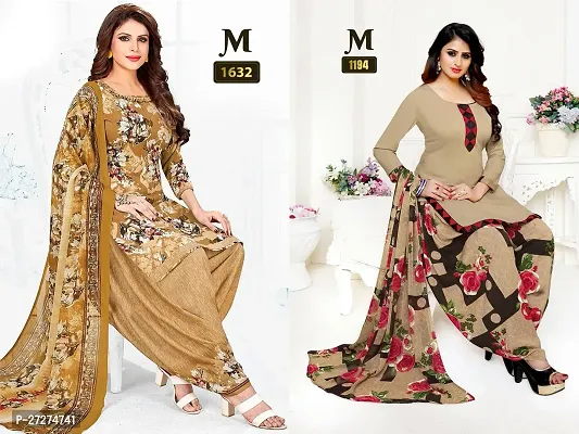 Beautiful Crepe Printed Dress Material with Dupatta Pack Of 2