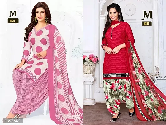 Beautiful Crepe Printed Dress Material with Dupatta Pack Of 2