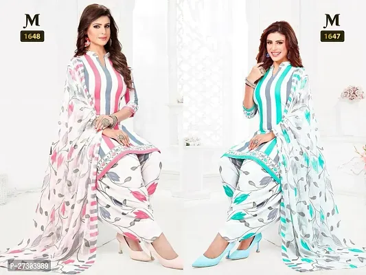 Beautiful Crepe Printed Dress Material with Dupatta Pack Of 2-thumb0