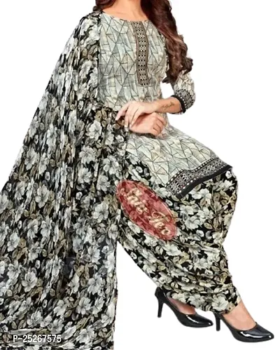 Beautiful Crepe Printed Dress Material with Dupatta-thumb0