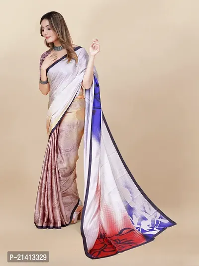 Stylish Crepe Multicoloured Digital Print Saree with Blouse piece-thumb3