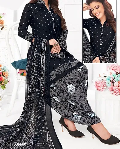 Beautiful Crepe Printed Dress Material with Dupatta-thumb0