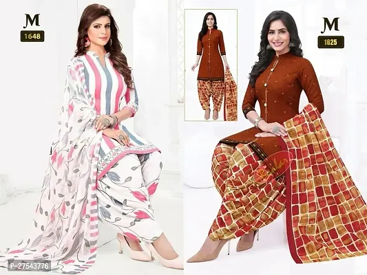 Beautiful Crepe Printed Dress Material with Dupatta Pack Of 2