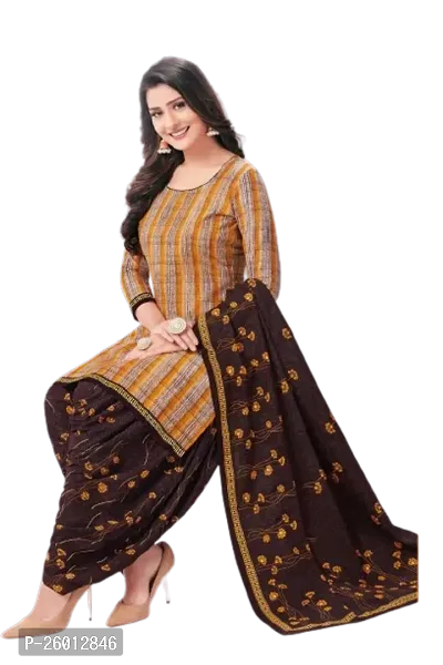 Beautiful Crepe Printed Dress Material with Dupatta-thumb0