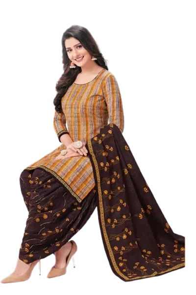 Daily Wear Synthetic Printed Dress Material with Dupatta