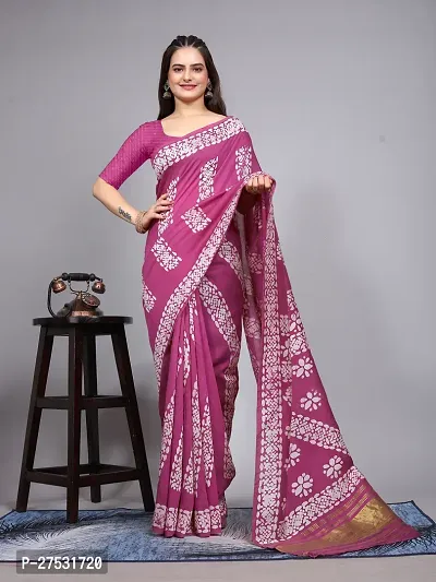 Classic Cotton Printed Saree with Blouse piece-thumb2