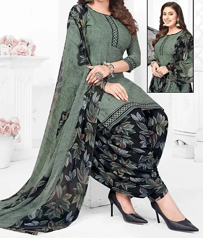 Stylish Crepe Printed Unstitched Suit