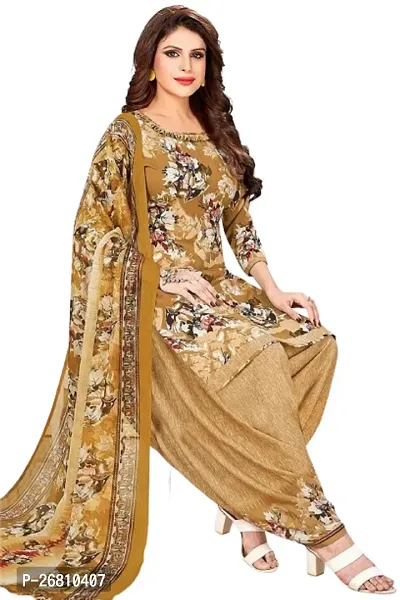 Beautiful Crepe Printed Dress Material with Dupatta-thumb0