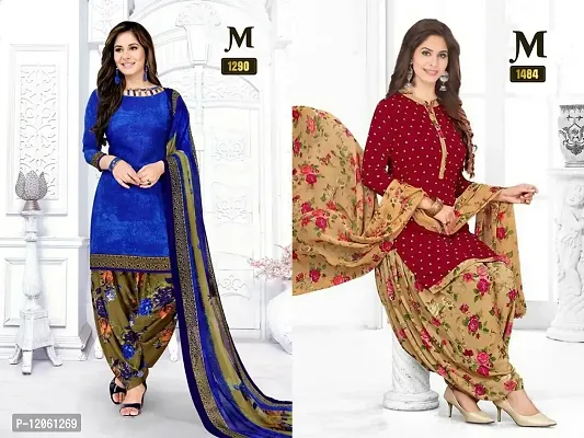 Beautiful Crepe Printed Dress Material with Dupatta Pack of 2