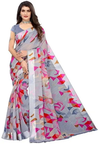 Glamorous Linen Sarees With Blouse Piece