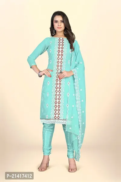 Georgette Dress Material For Women With Embroidered Work And Inner-thumb0