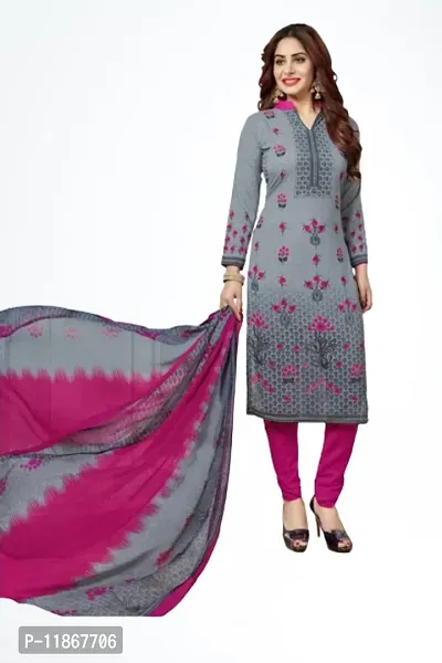 Beautiful Crepe Printed Dress Material with Dupatta