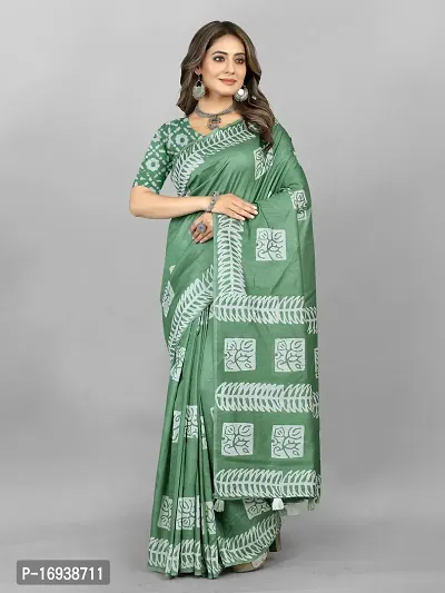 Stylish Chanderi Cotton Multicoloured Self Pattern Saree with Blouse piece