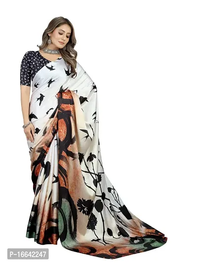 Stylish Crepe Multicoloured Digital Print Saree with Blouse piece-thumb4