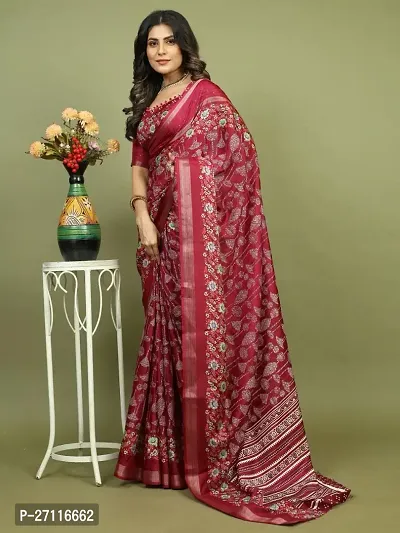 Classic Art Silk Saree with Blouse piece For Women-thumb0